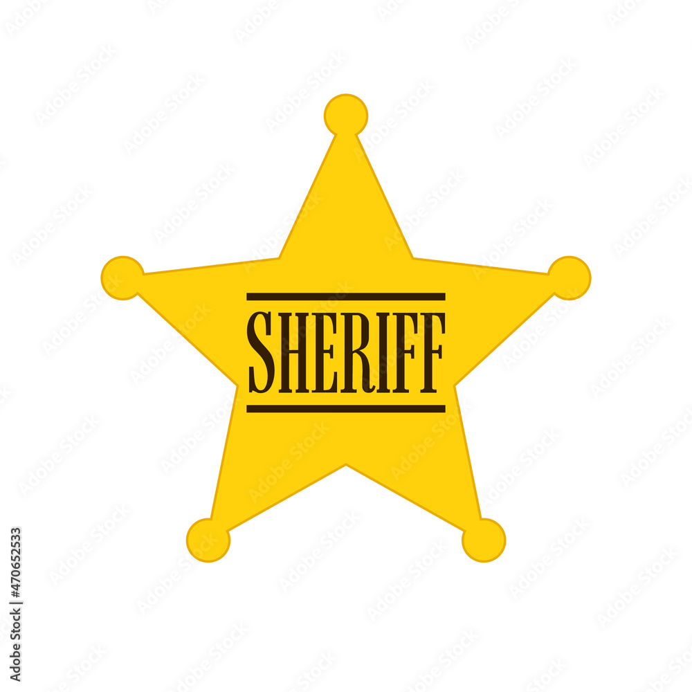 5 point sheriff star badge icon. Clipart image isolated on white