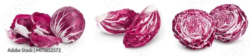 Bilde på lerret Fresh red radicchio salad chopped isolated on white background with full depth of field