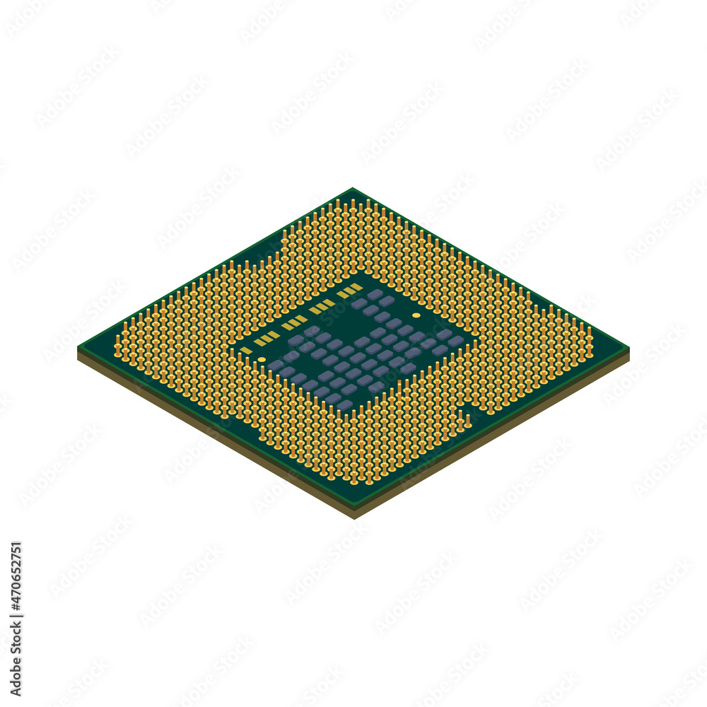 CPU Socket Isometric Composition CPU Socket Isometric Composition