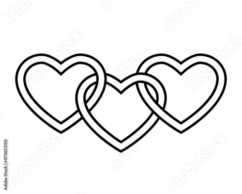 Triple Heart Celtic knot icon. Clipart image isolated on white background
