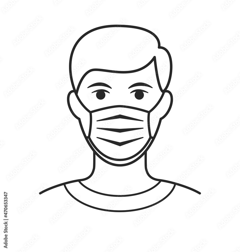 simple man with facemask covid
