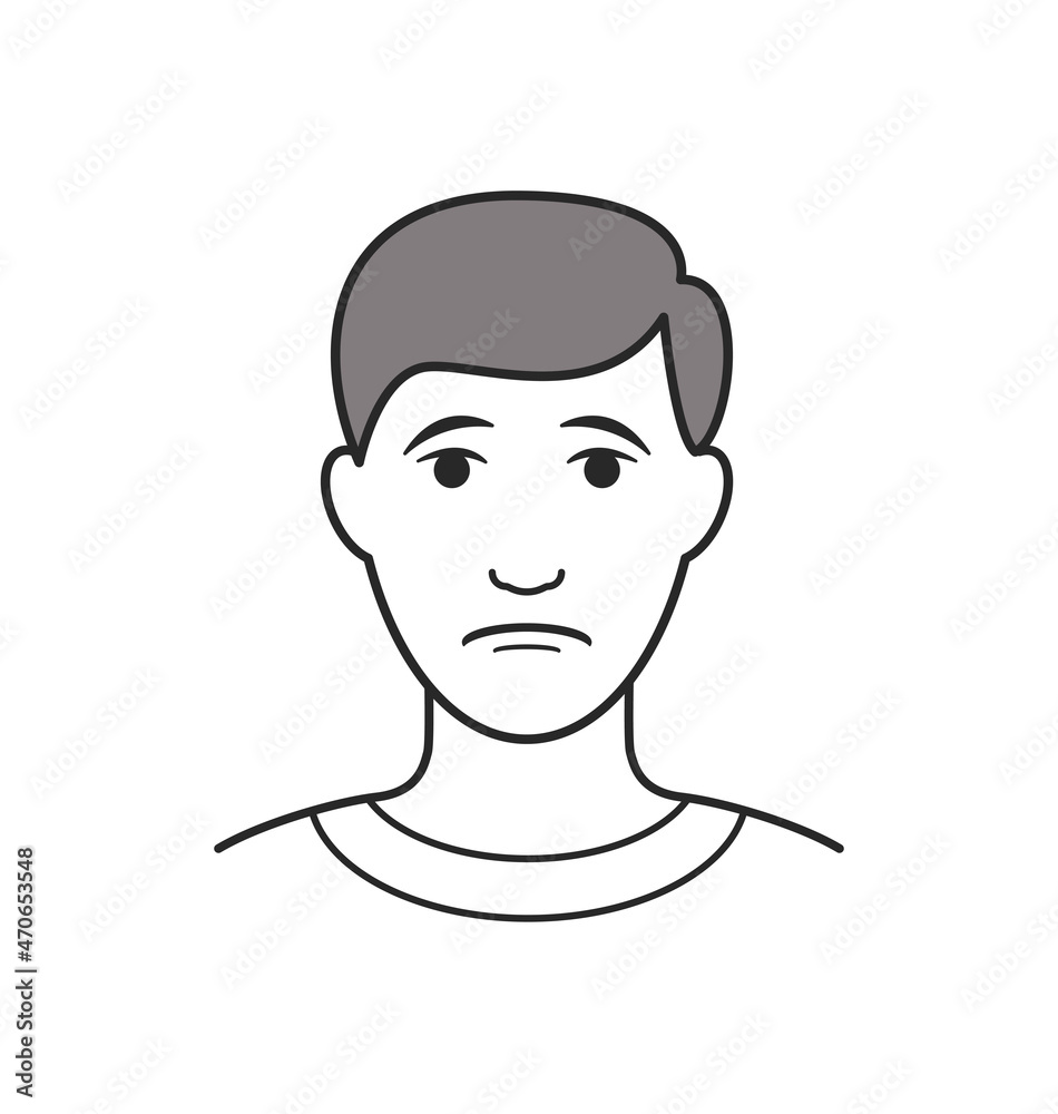 simple human male head sad frowning simple human male head sad frowning