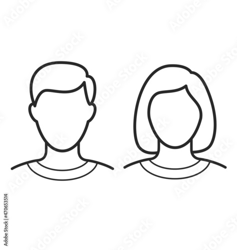 simple human male and female head outline
