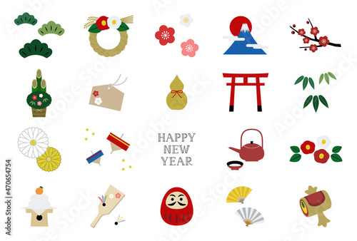 正月 アイコン イラスト素材 / vector eps