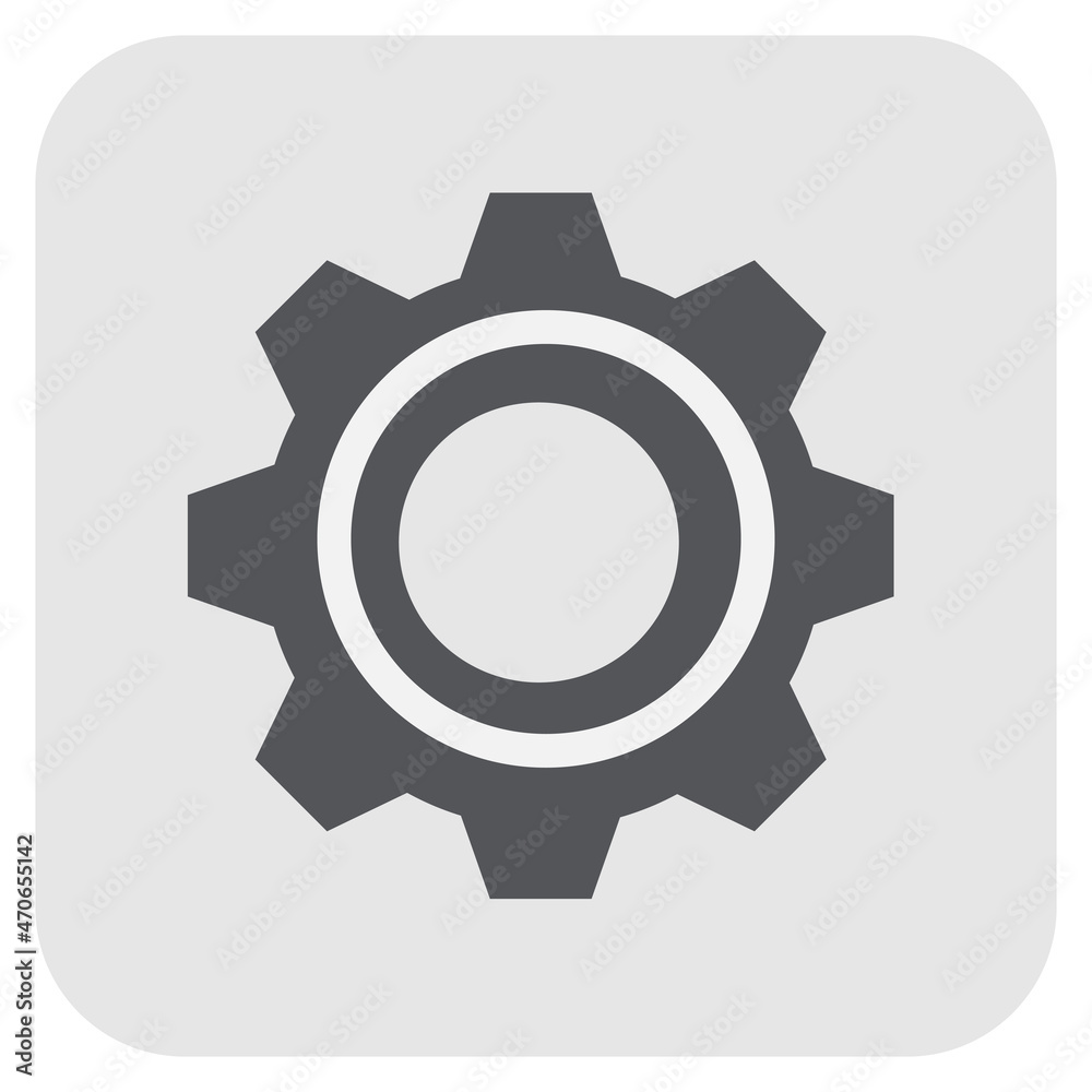gear icon on metal button