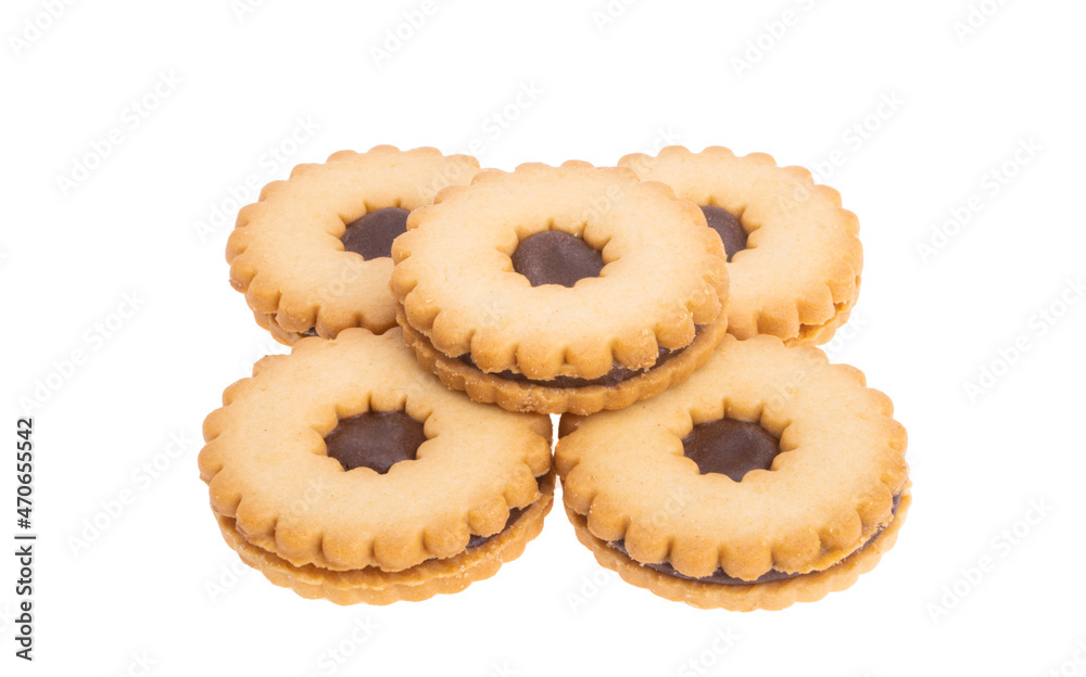 sandwich cookies with chocolate isolated