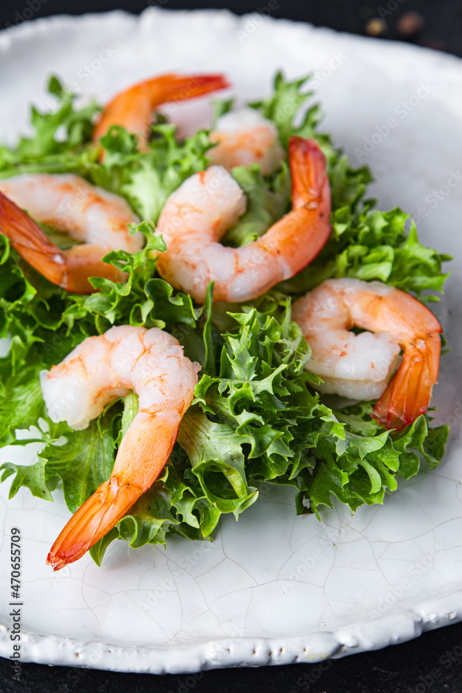 shrimp salad seafood sea delicacies meal snack on the table copy space food background rustic. top view keto or paleo diet vegetarian food no meat pescetarian diet shrimp salad seafood sea delicacies meal snack on the table copy space food background rustic. top view keto or paleo diet vegetarian food no meat pescetarian diet