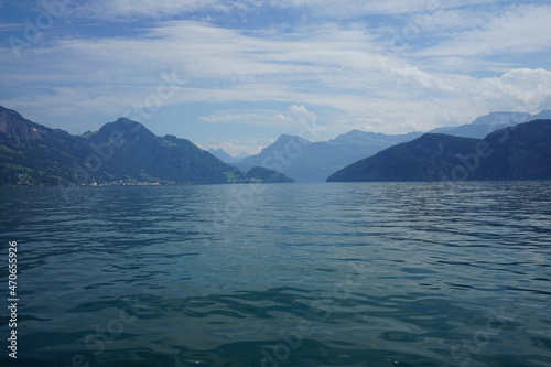 Lake of Lucerne as seen from the boat in switzerland