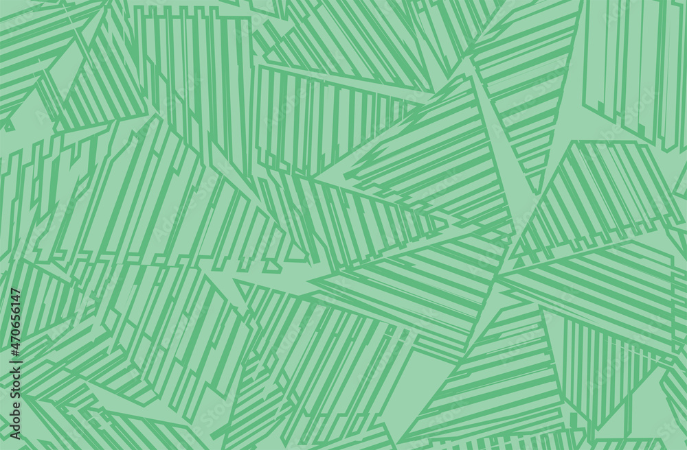 Minimalist green background with abstract stripe pattern