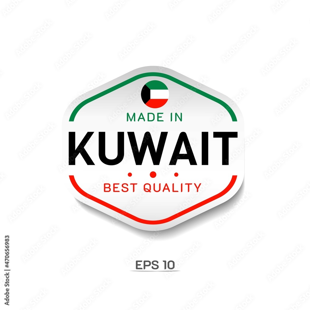 Made in Kuwait Label, Stamp, Badge, or Logo. With The National Flag of Kuwait. Simple, Premium, and Luxury Emblem Made in Kuwait Label, Stamp, Badge, or Logo. With The National Flag of Kuwait. Simple, Premium, and Luxury Emblem