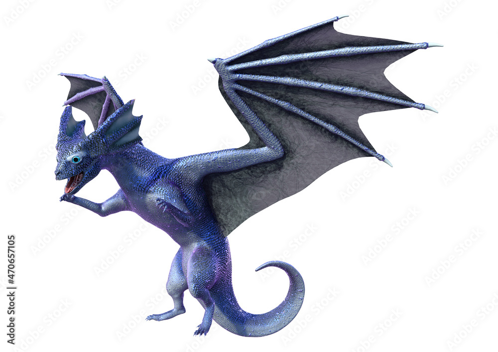 Fototapeta premium 3D Rendering Fairy Tale Dragon on White