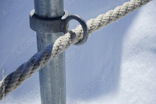 close up of rope along a glacier