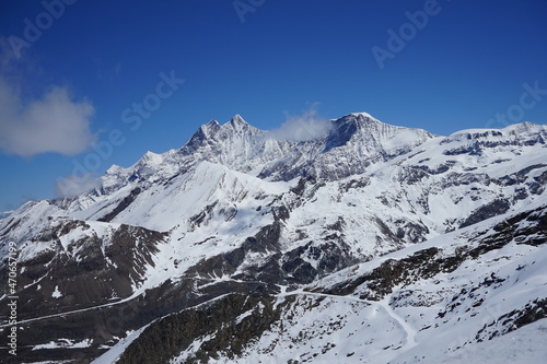 Mountains with snow in Zermatt Switzerland