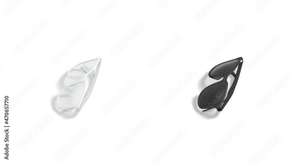 Blank black and white eye glasses mockup, looped rotation, 3d rendering ...