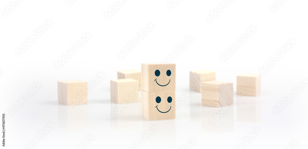 Obraz premium Stack wood cube block stacking