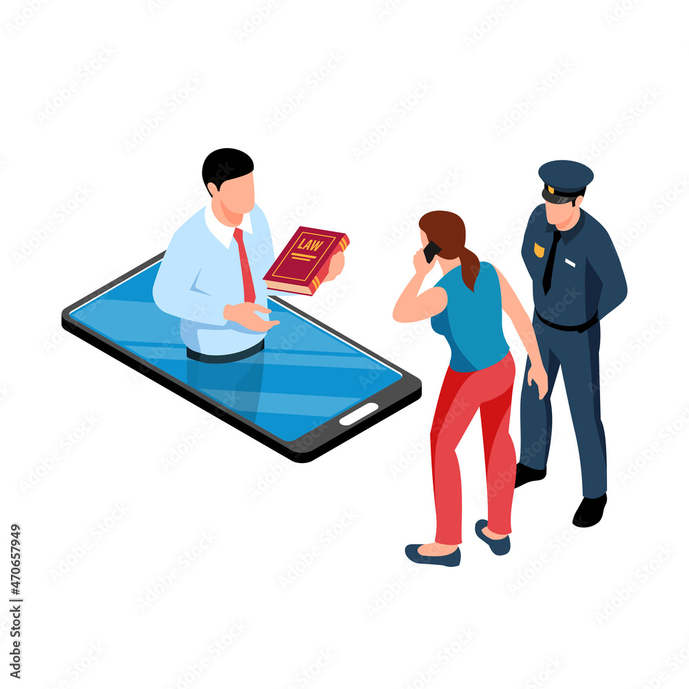 Online Lawyer Isometric Composition