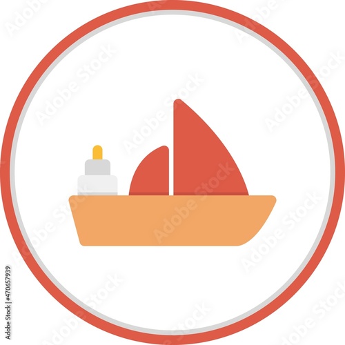 Ship Flat Circle Vector Icon Design