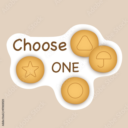 Set homemade cookies with pictures circle, triangle, star, umbrella. Sugar cookies vector image.
