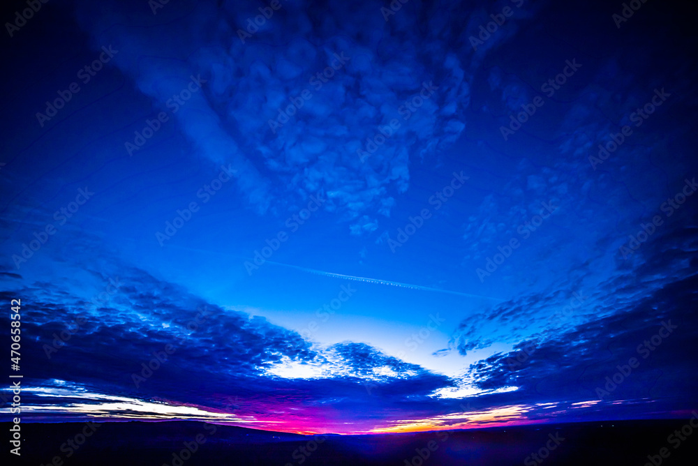 Colorful sunset. Purple and red colours