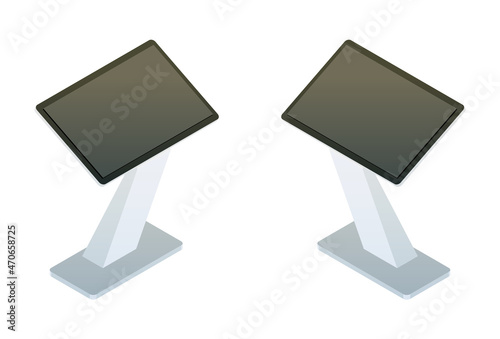 Realistic vector interactive information kiosk, terminal, stand