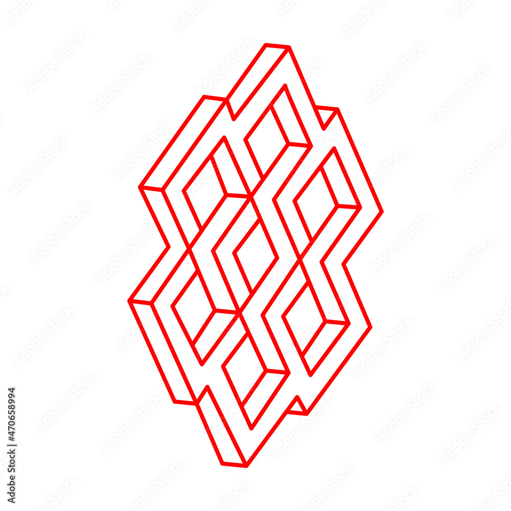 Impossible shapes. Logo. Line design. Isolated on a white background. Vector illustration. Optical illusion objects. Optical art. Geometric figures. Line art. Impossible shapes. Logo. Line design. Isolated on a white background. Vector illustration. Optical illusion objects. Optical art. Geometric figures. Line art.