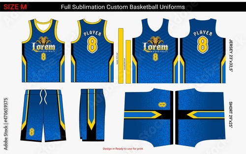 abstract arrow blue basketball jersey template