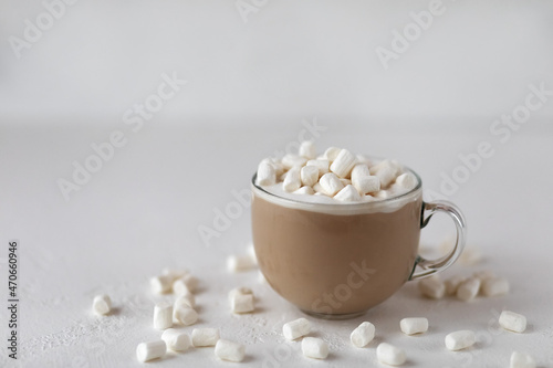 white cup of coffee with marshmallows