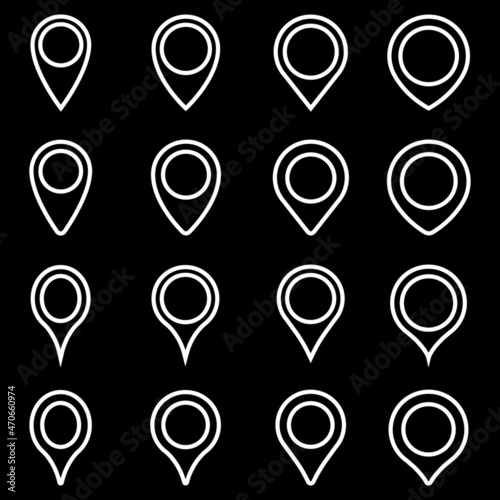 Map marker line icons. Geotargeting pin for maps in different shapes. Vector Illustration 