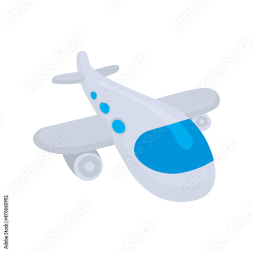 Airplane. Aircraft cartoon style, hand drawn graphic. Toy plane illustration. Part of set.