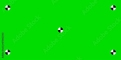 Chroma key green screen background. Motion tracking points cinematography illustration.