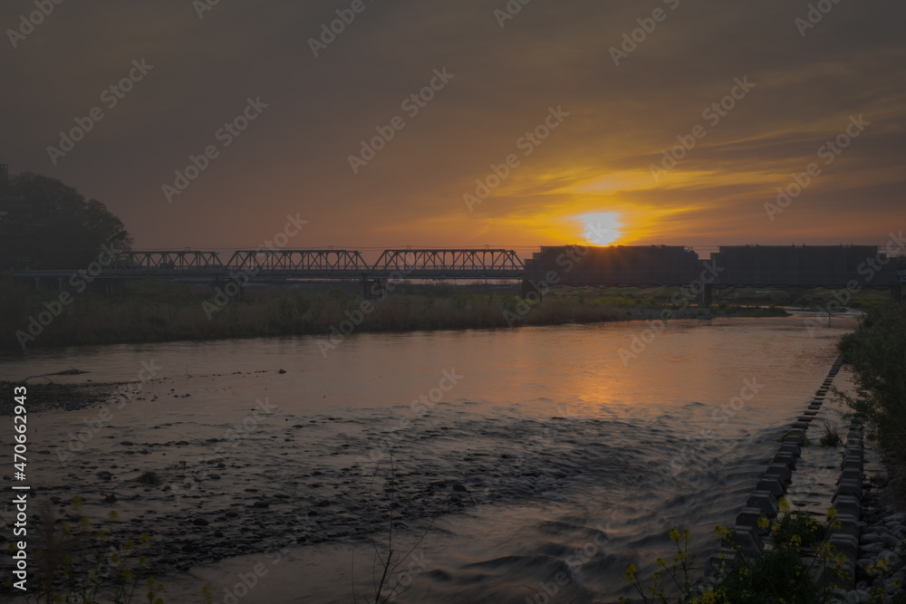 渡良瀬川に沈む夕日