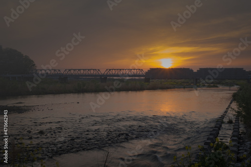 渡良瀬川に沈む夕日