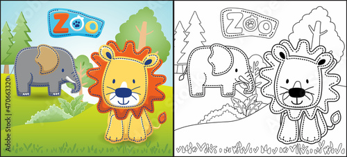 Photography Coloring book or page of funny animals cartoon