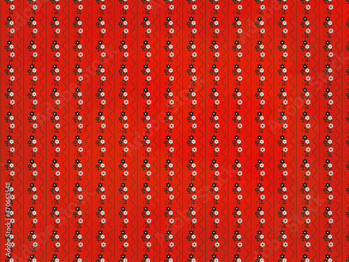Red floral tapestry pattern, flower ornament for background wallpaper
