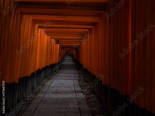                                        Kyoto  Japan. Senbon Torii in the mysterious space of Fushimi Inari.