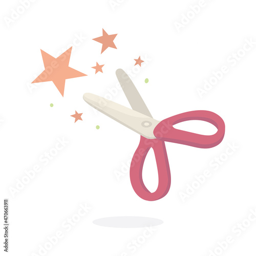 Scissors cartoon style, hand drawn vector illustration. Part of set.