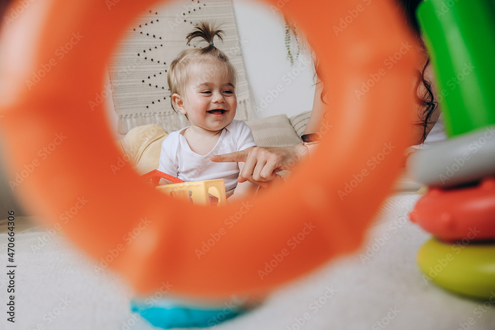 Obraz premium Early childhood development. Communication between mother and child. Love and kindness in the family.