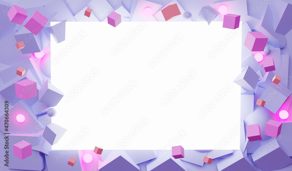 Empty white space for a text and decorative elements surrounding it. 3D illustration Empty white space for a text and decorative elements surrounding it. 3D illustration