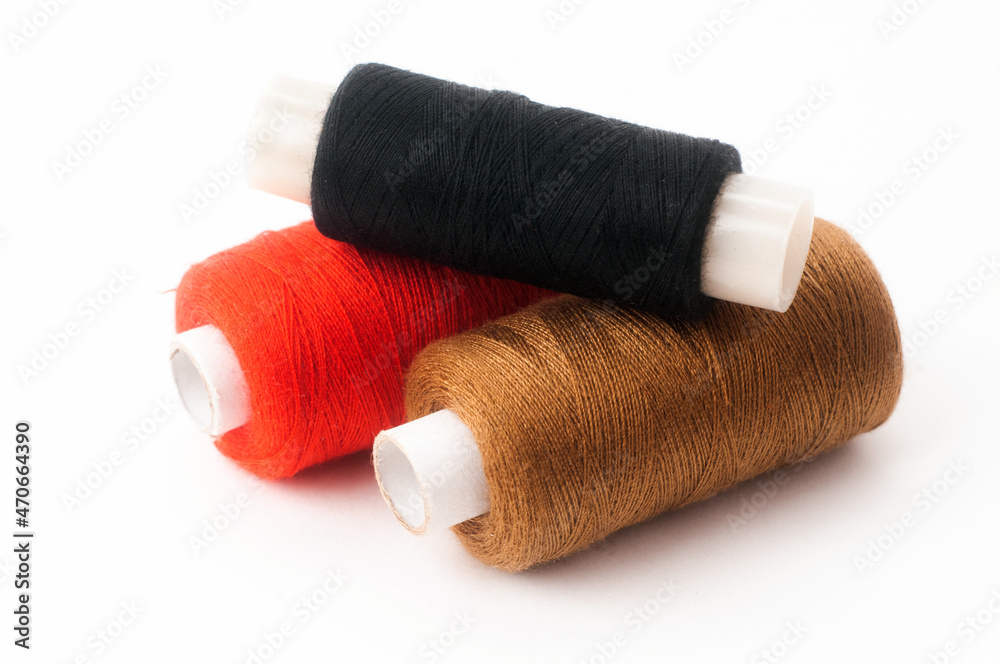 Threads of Warm shades on a white background. Threads of Warm shades on a white background.