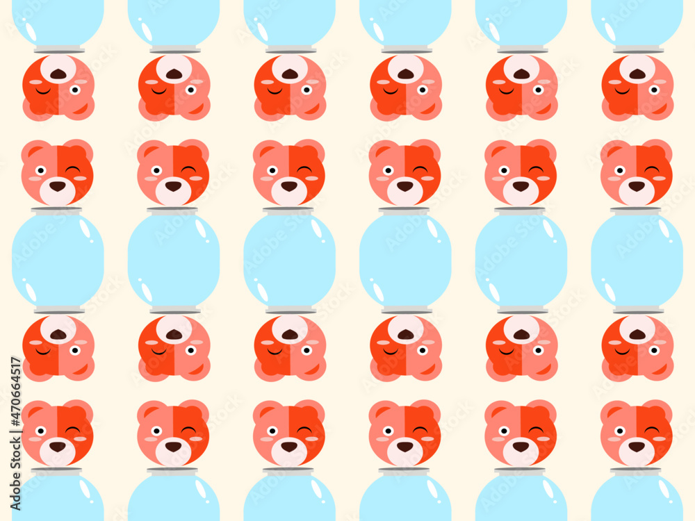 bear cartoon character pattern on cream background bear cartoon character pattern on cream background