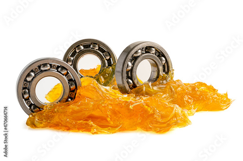 Ball bearing stainless with grease lithium machinery lubrication for automotive and industrial  isolated on white background with clipping path photo