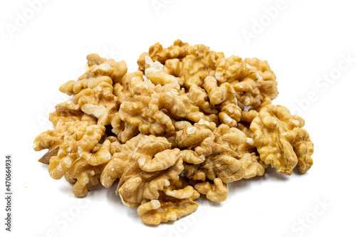 Walnut kernel isolated on white background. Snack fresh nuts. close up