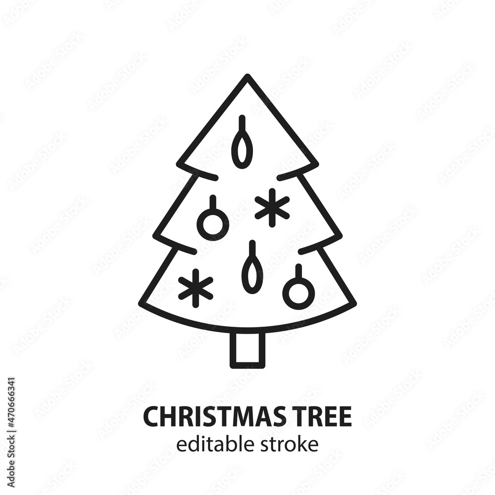 Christmas tree line vector icon. Sign of holiday. Editable stroke. Christmas tree line vector icon. Sign of holiday. Editable stroke.