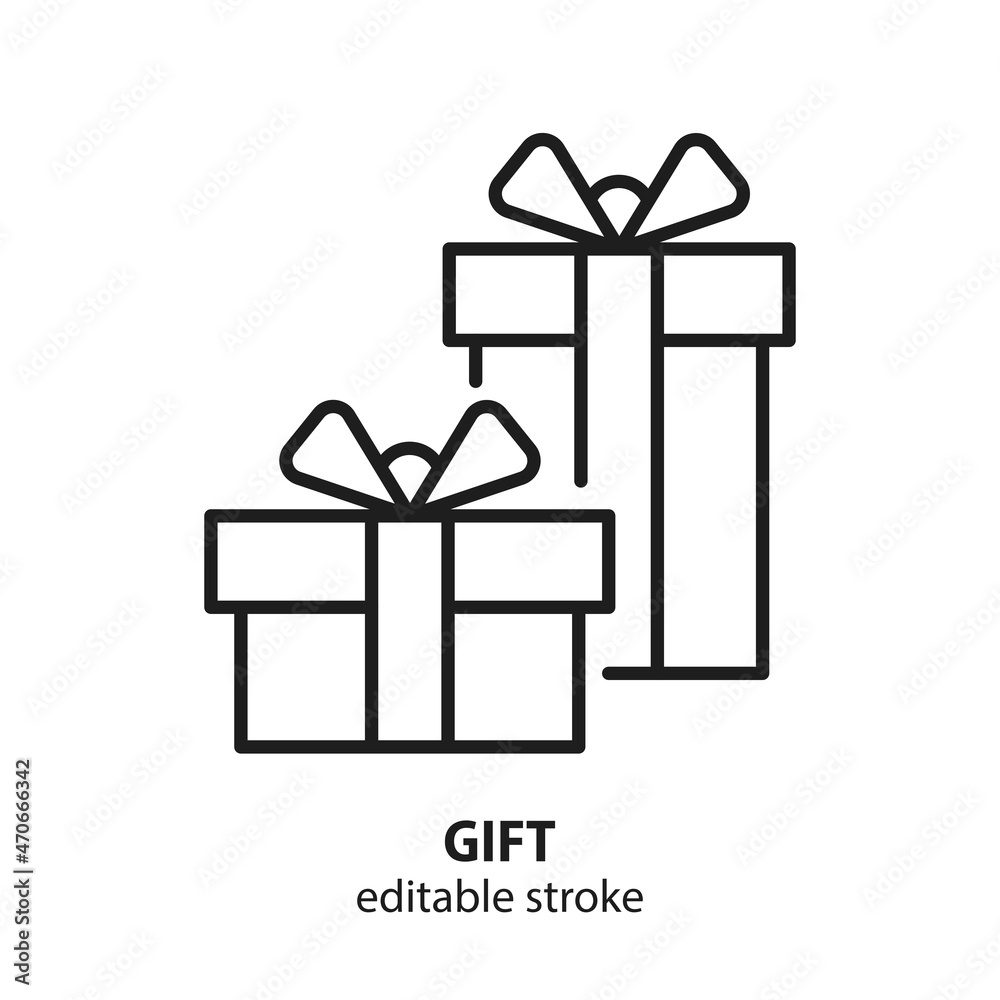 Two gift boxes line vector icon. Editable stroke. Two gift boxes line vector icon. Editable stroke.