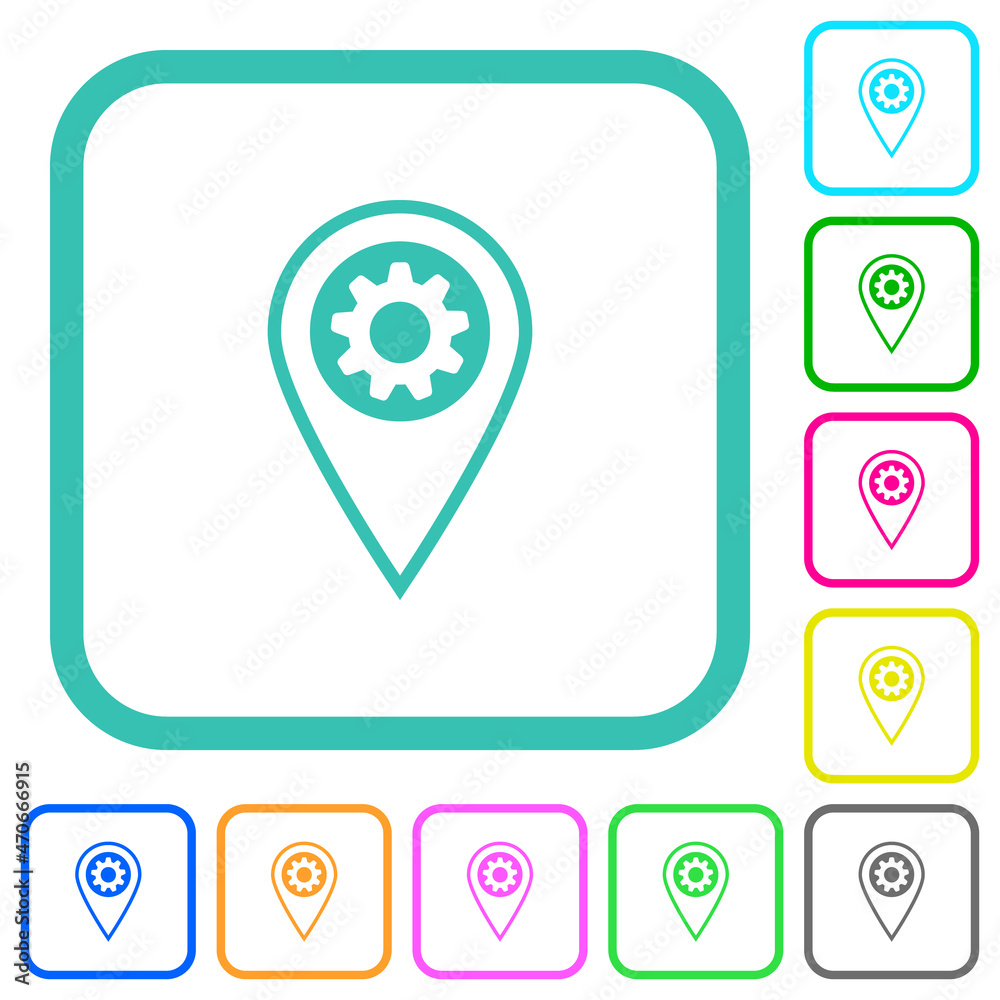 GPS location settings vivid colored flat icons GPS location settings vivid colored flat icons