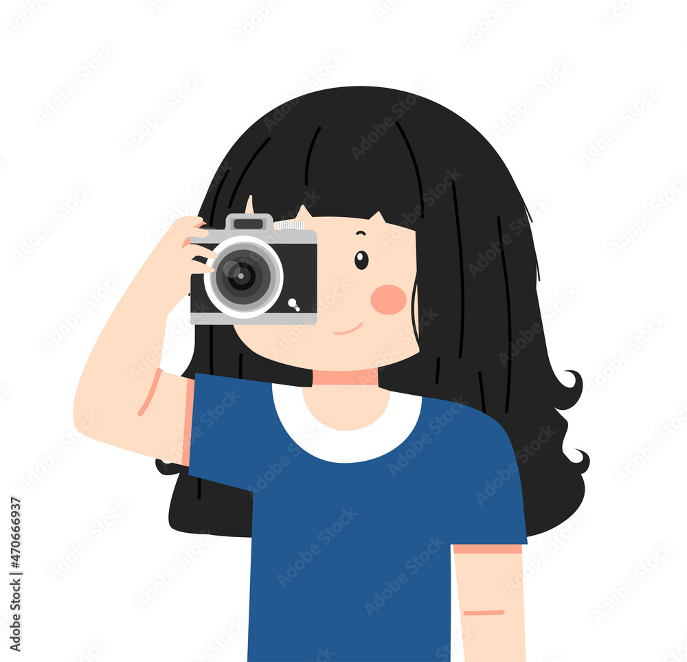 girl is holding a camera and taking a photo girl is holding a camera and taking a photo