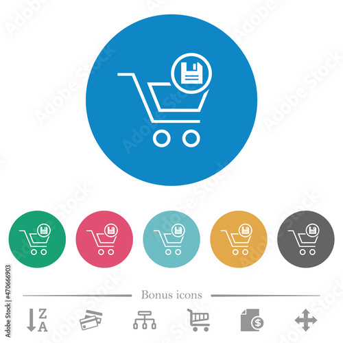 Cart save outline flat round icons