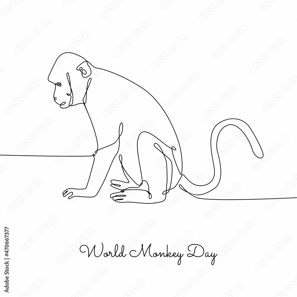 Obraz premium single line art of world monkey day good for world monkey day celebrate.