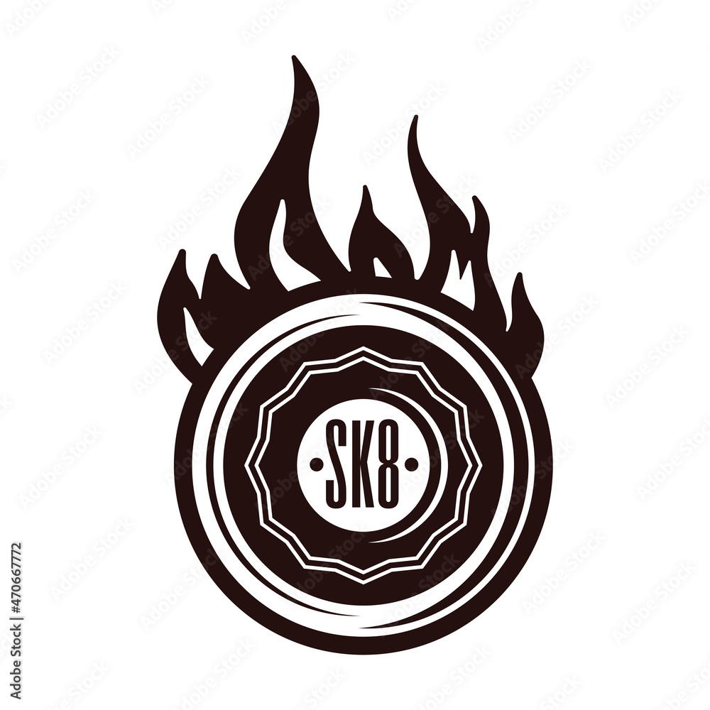 Skateboarding Emblem Wheel Composition Skateboarding Emblem Wheel Composition