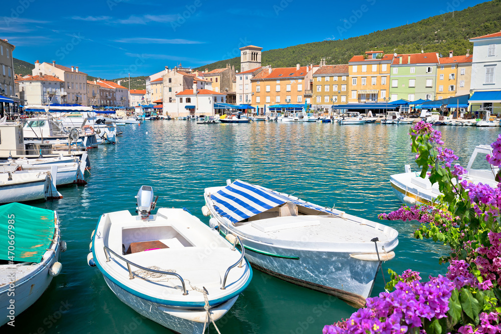 Cres. Colorful harbor and waterfront in town of Cres